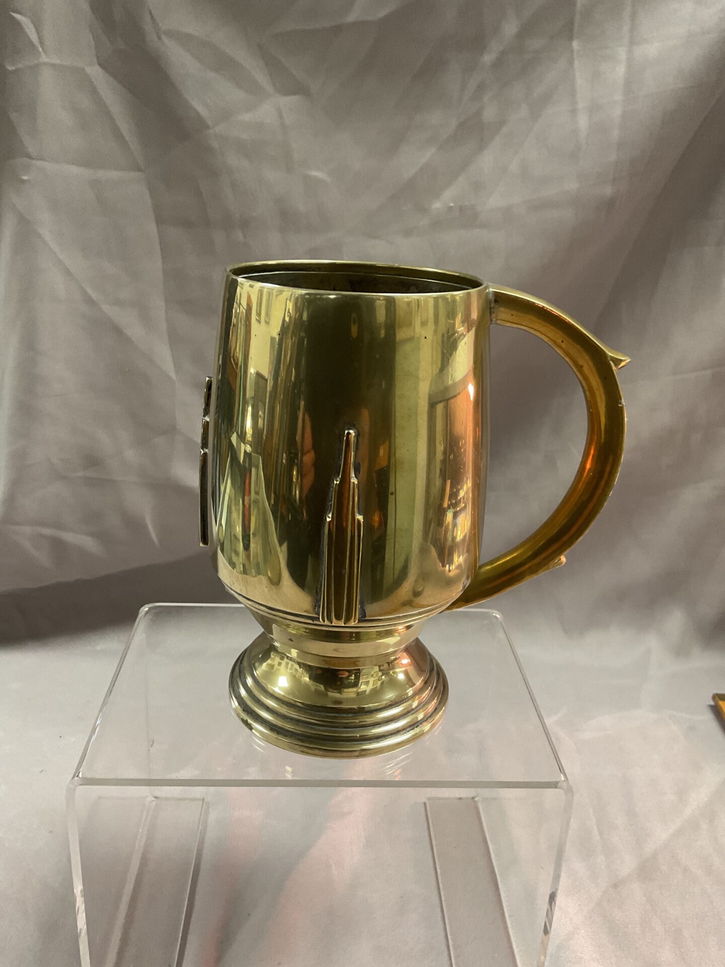 974 1920s deco style brass ex Silverplate tankard