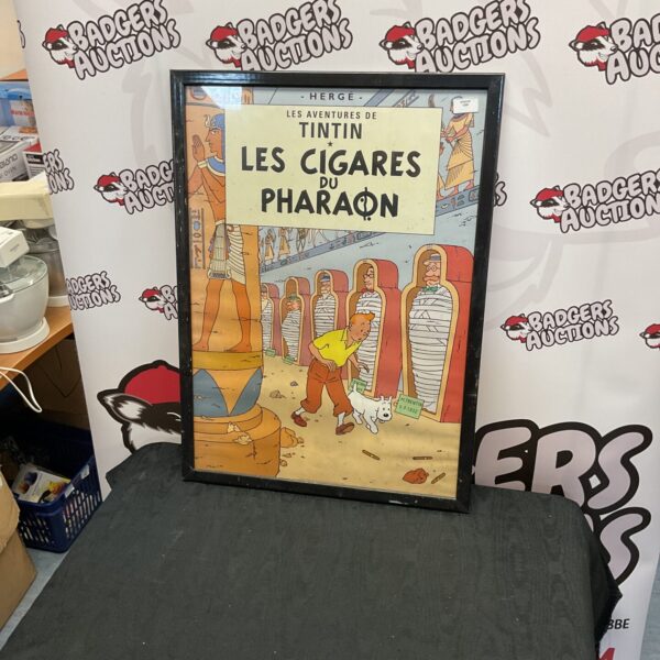 Vintage French Tintin poster from Les Cigares du Pharaon.
