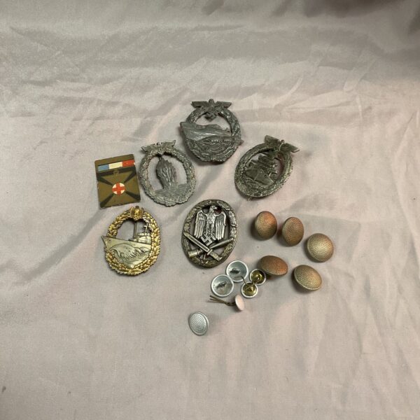 WWII German replica badges and buttons lot for collectors.