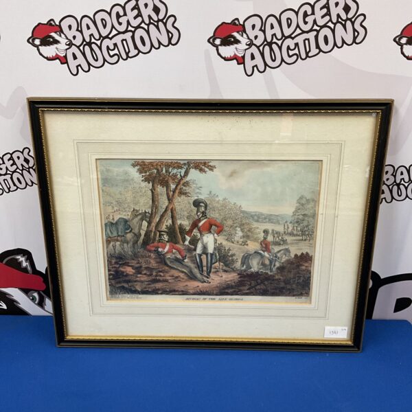 Antique 1818 lithograph of Bivouac of the Life Guards Napoleonic scene