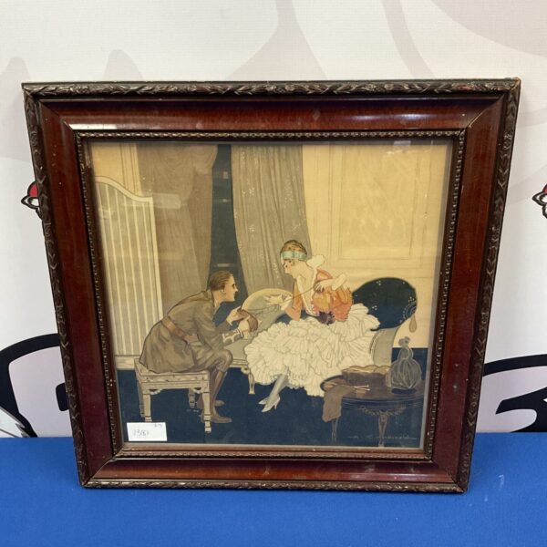 Vintage lithograph of WWI officer and sweetheart by A K Macdonald.
