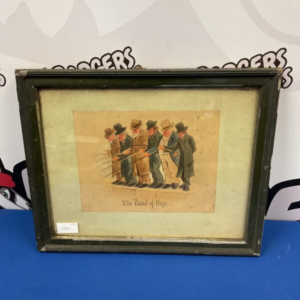 Vintage watercolour painting of gentlemen fishermen, Band of Hope.