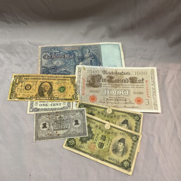 WWII German and Japanese wartime banknotes collection for collectors.