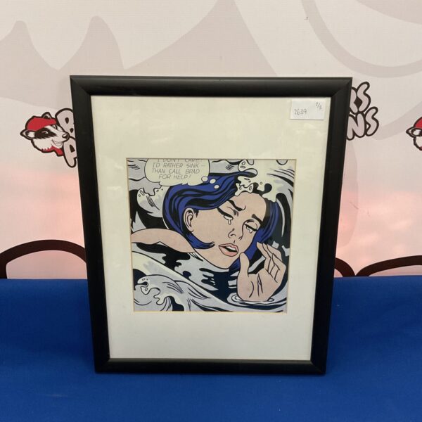 Roy Lichtenstein Drowning Girl print, a vibrant pop art reproduction.
