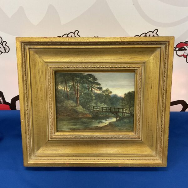 Signed watercolour painting of a river landscape near Roslin, Scotland.