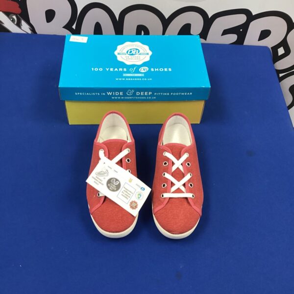 Red DB Wider Fitting Shoes size 4 for children.