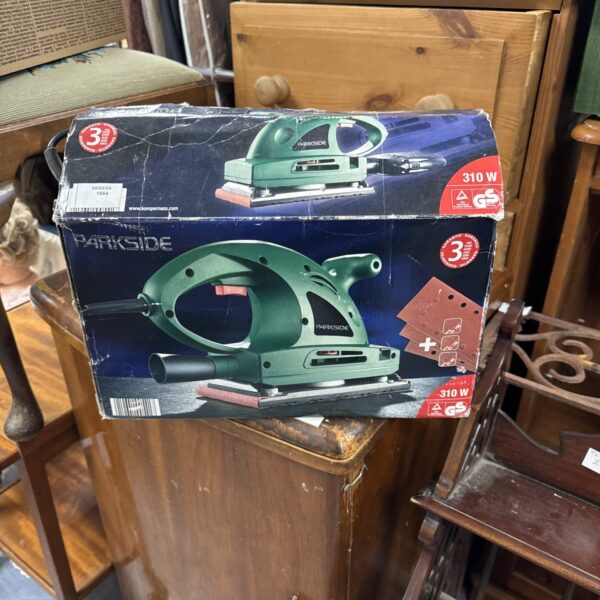 Parkside electric sander in original packaging, power tool.