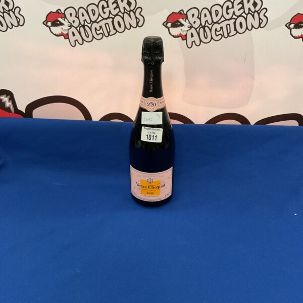 Sealed bottle of Veuve Clicquot Rosé Champagne, a collectible French sparkling wine.