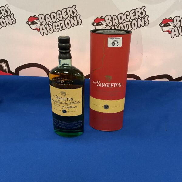 Boxed bottle of The Singleton 12 year old single malt Scotch whisky.