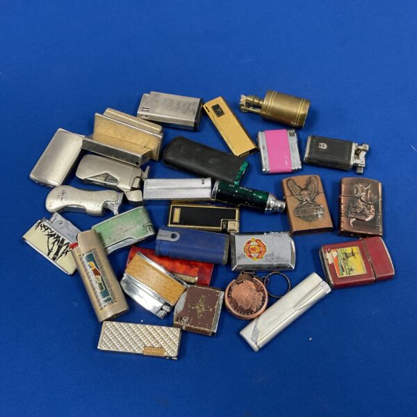 Vintage petrol lighters collection, antique gas lighters for collectors.