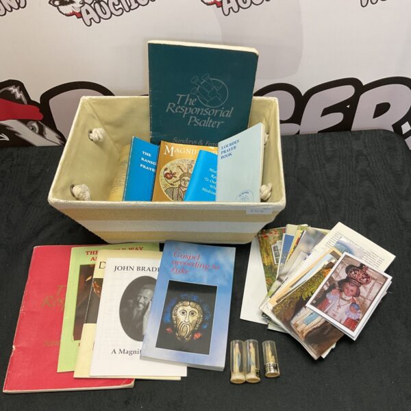 Collection of antique religious books and ephemera, including a psalter.