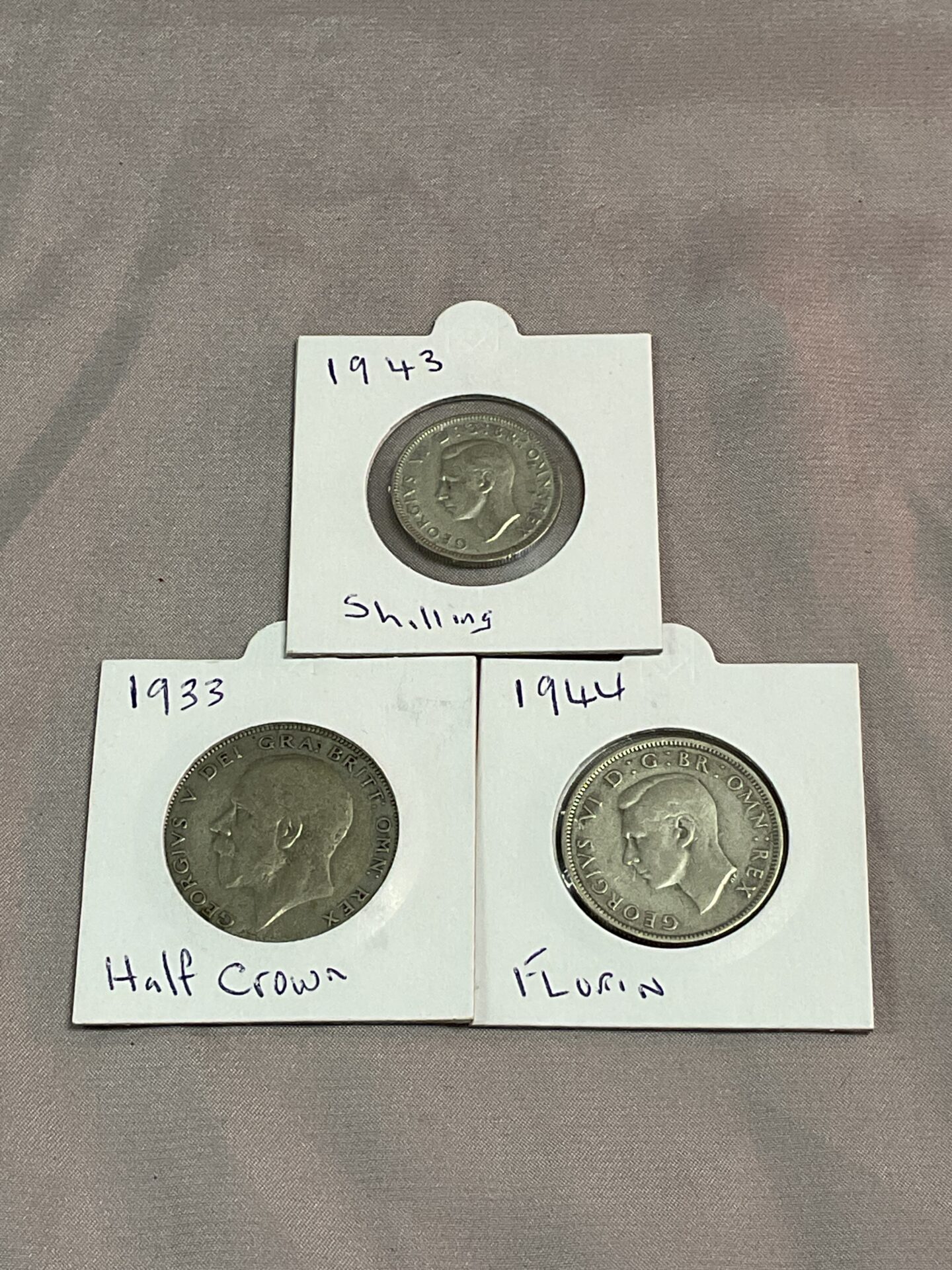 915 Three Pre 47 shilling florin and half crown