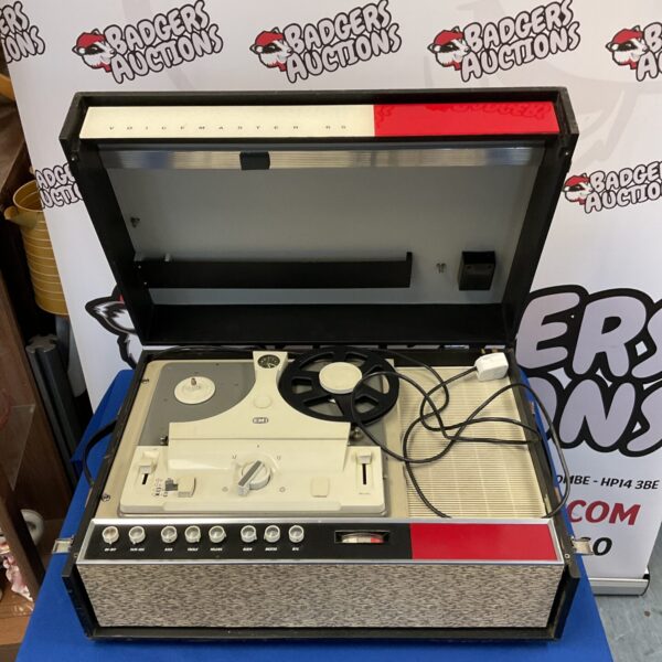 Vintage Emi Voicemaster 65 reel to reel tape recorder in used condition.