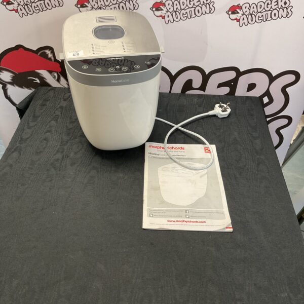 White Morphy Richards Homebake breadmaker with digital display.