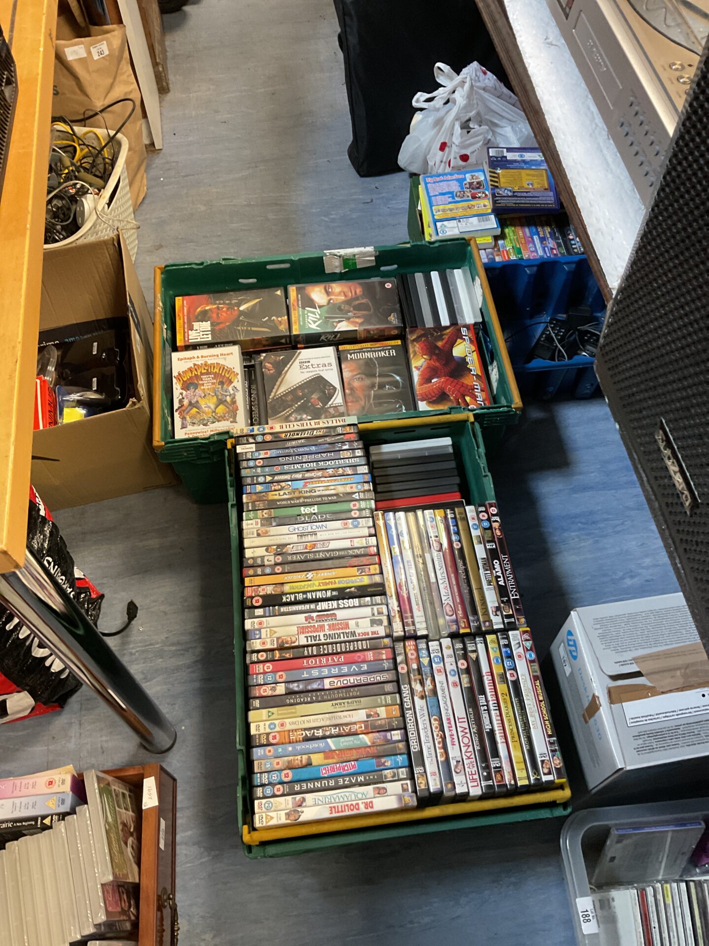 189 Two large trays of dvds