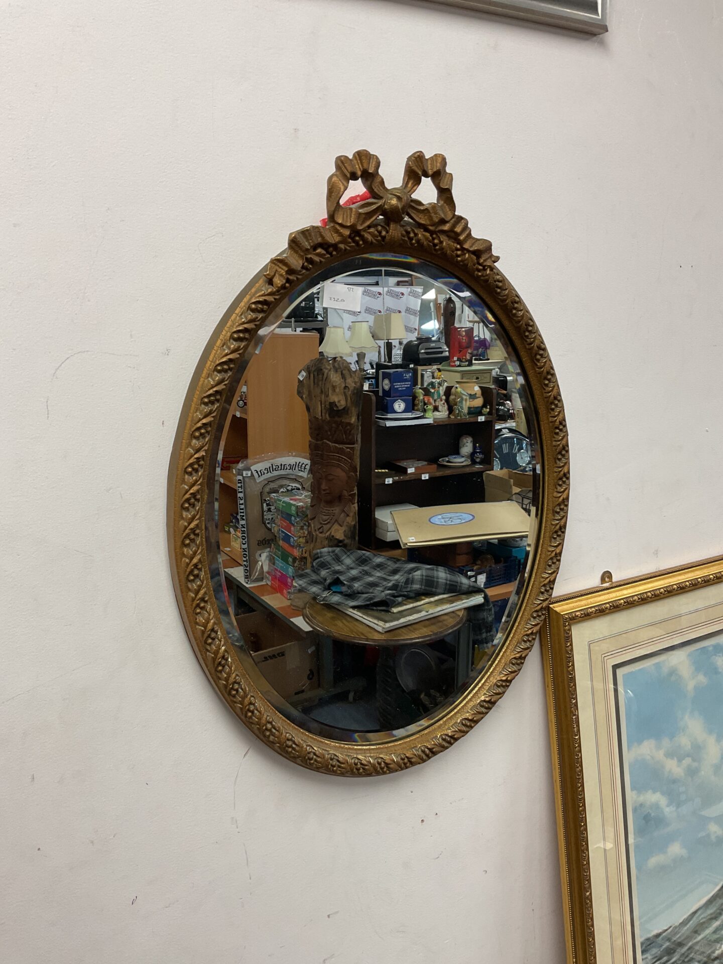 764 Vintage french style gilt framed bevel edged mirror