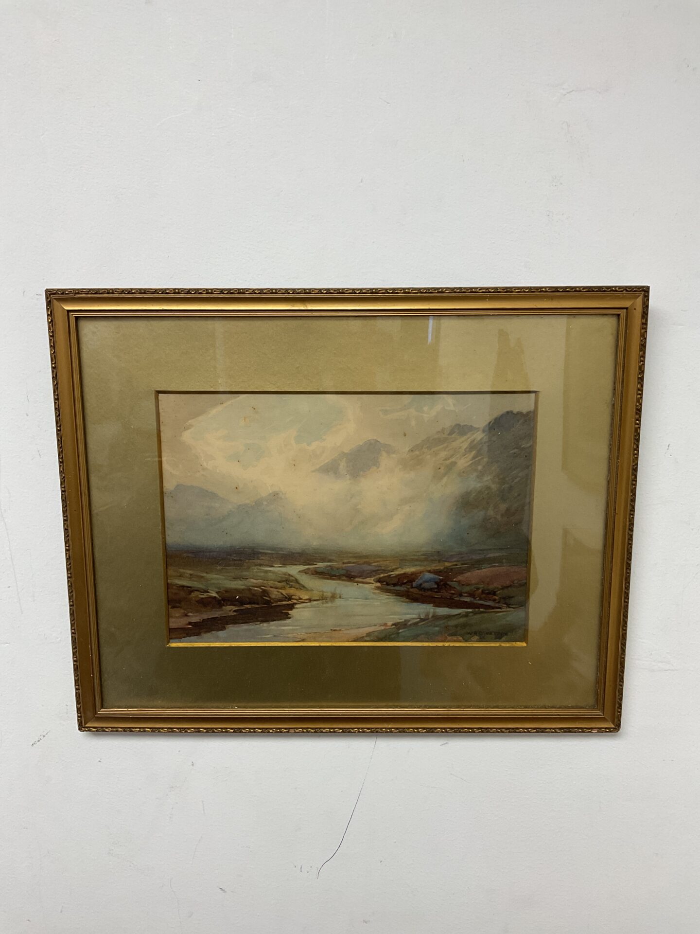 772 W a c watson signed antique watercolor of a highland river scene