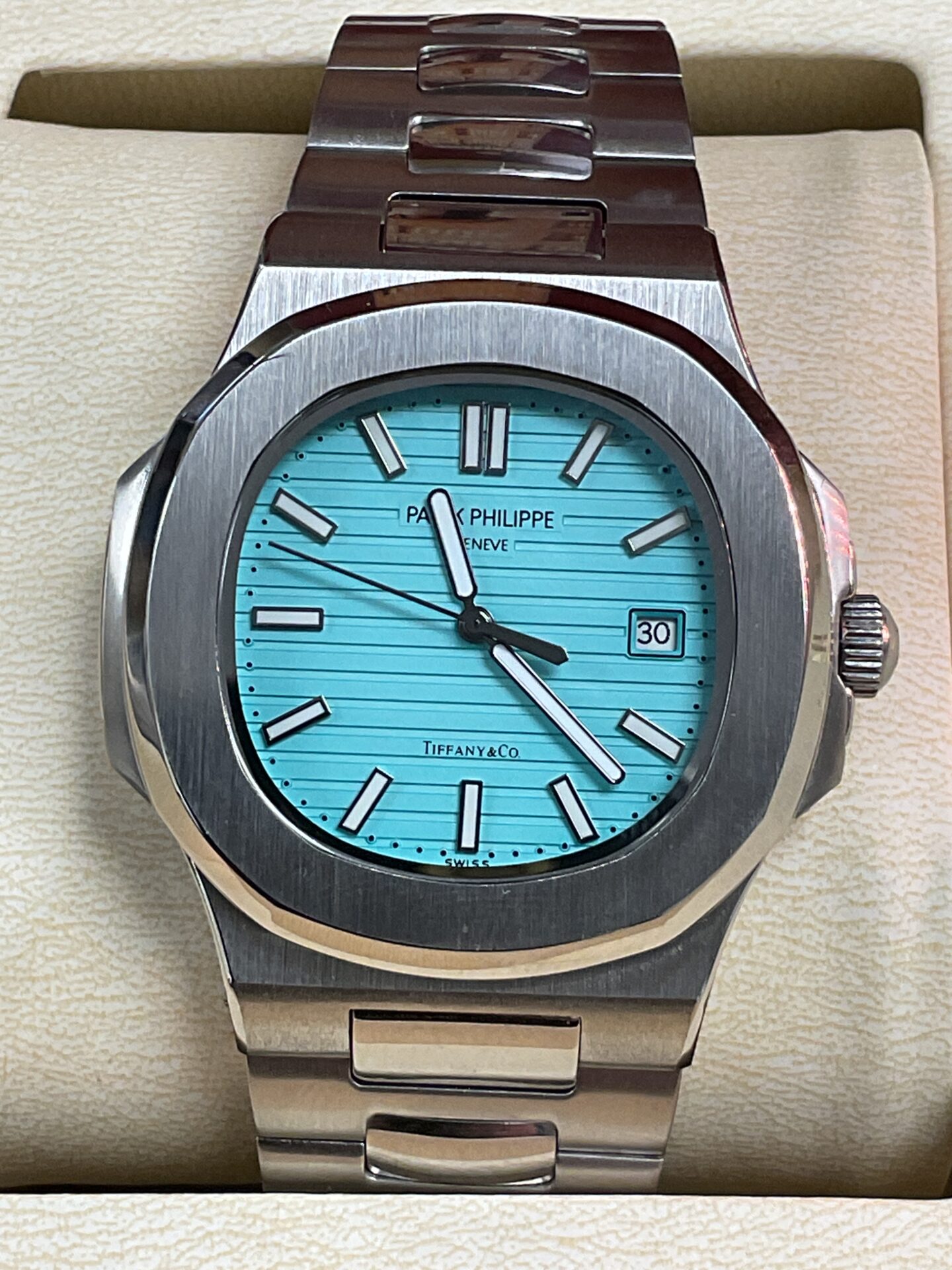 945 Patek Philippe Tiffany & Co style Automatic wristwatch working with box