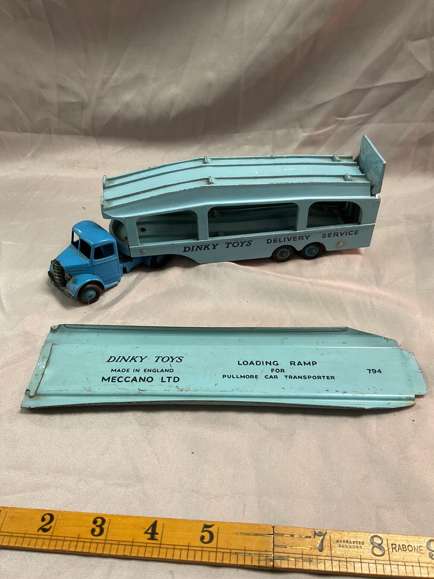 948 Vintage dinky pull more car transporter with ramp