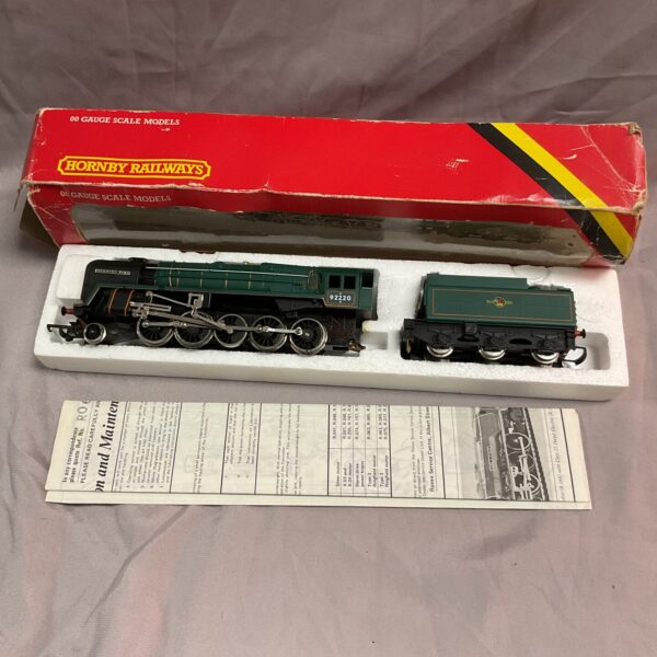 Vintage Hornby BR Standard Evening Star 00 Gauge locomotive model.