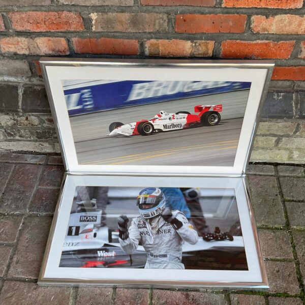 Framed print of Mika Hakkinen driving a McLaren Formula 1 car.