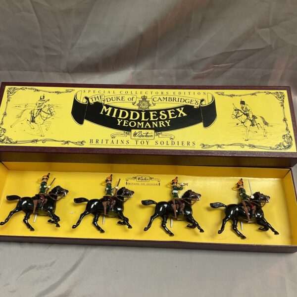 Vintage W Britain Duke of Cambridge Middlesex Yeomanry toy soldier figure.