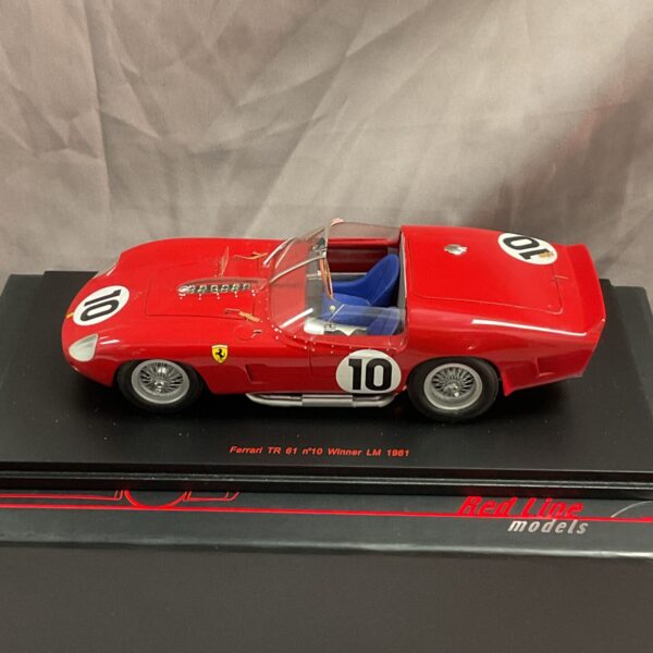 Redline Ferrari TR 61 model car, side view, Le Mans winner.