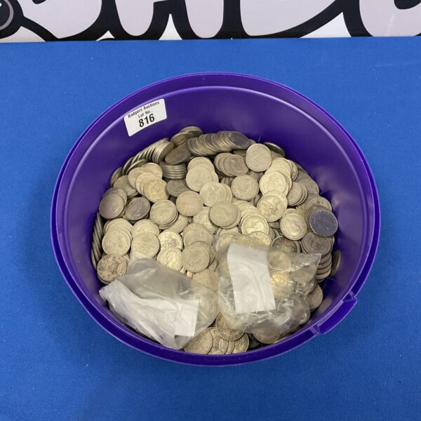 3kg lot of 1947-51 British shillings in a tub.