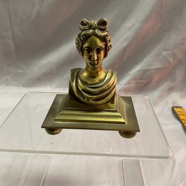 Vintage brass Roman goddess bust sculpture for collectors.