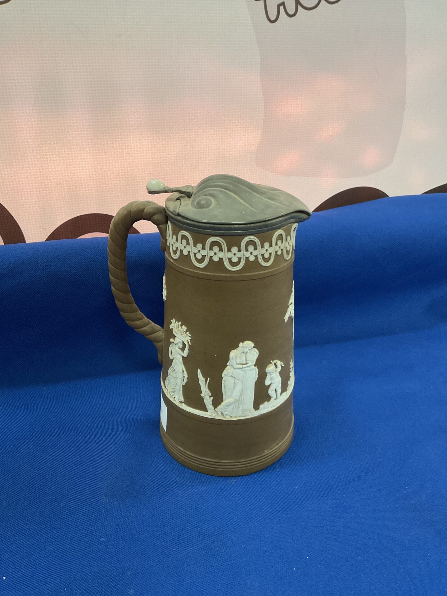 981 Victorian dudson brothers brown jasperware pewter topped jug