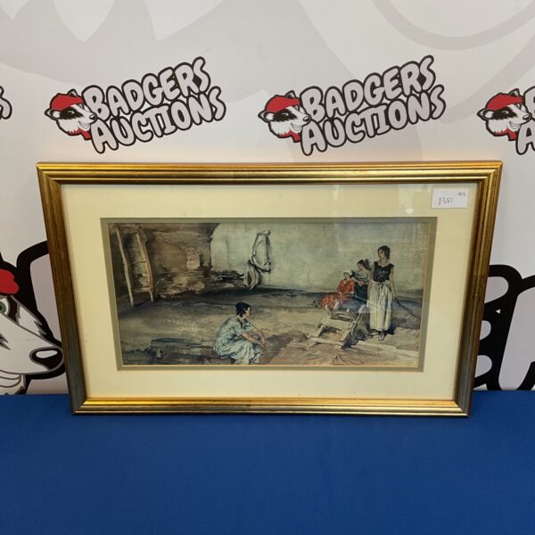Vintage William Russell Flint print of two provincial sisters gossiping.