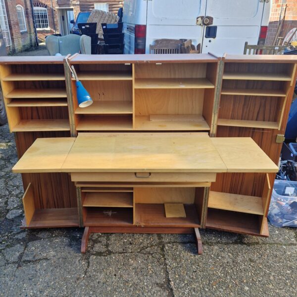 Vintage Danish mid-century teak desk with shelving.