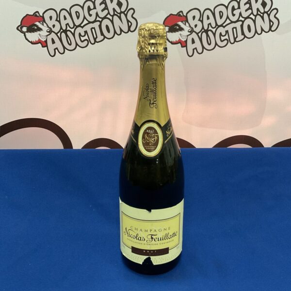 Sealed bottle of Nicolas Feuillatte Brut Champagne for sale.