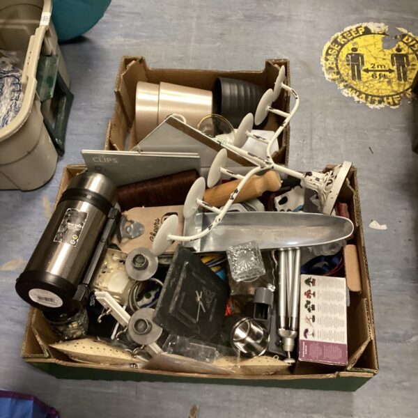 Mixed house clearance lot with plant pots and candle holders.