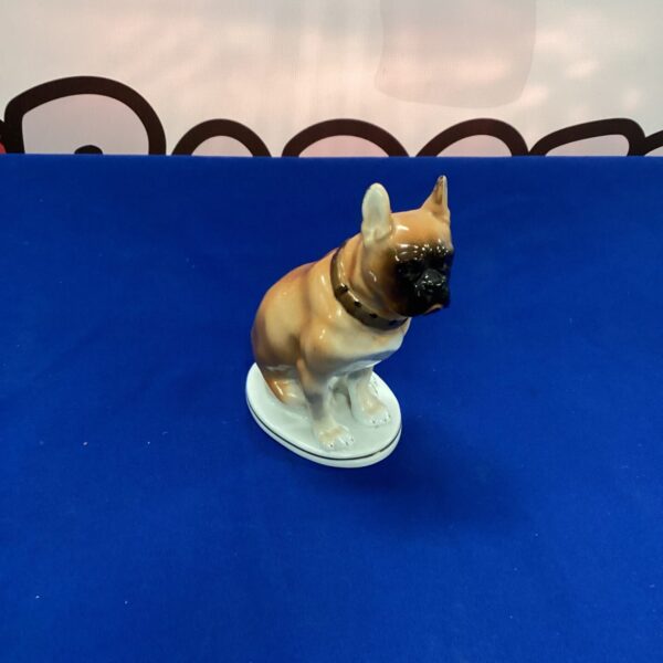 Vintage porcelain bulldog figurine, detailed animal sculpture.