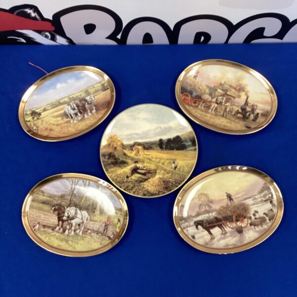 Set of five limited edition decorative porcelain plates with country scenes.