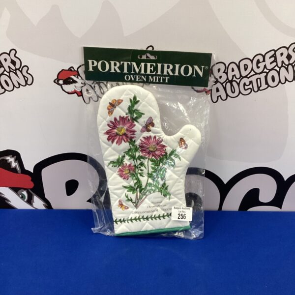 Vintage Portmeirion oven mitt with colourful floral design.