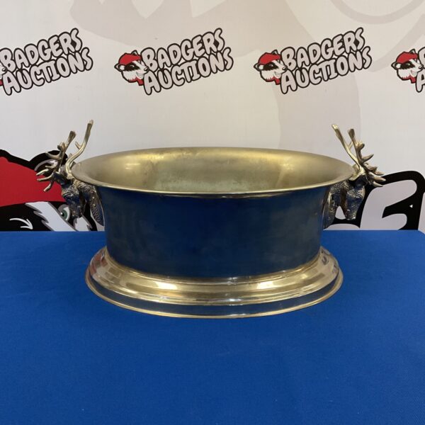 Vintage silver plate champagne bucket with stag head design.