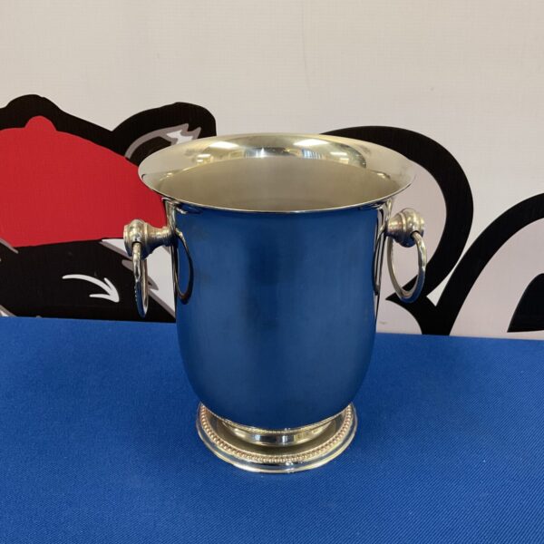 Vintage silver plated champagne bucket by Chabanne for serving drinks.