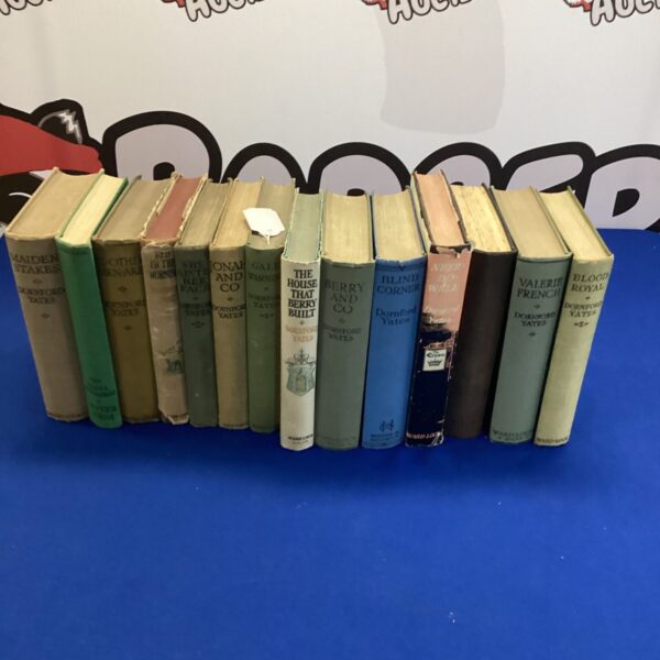 Vintage Dornford Yates books collection, adventure novels, first editions.