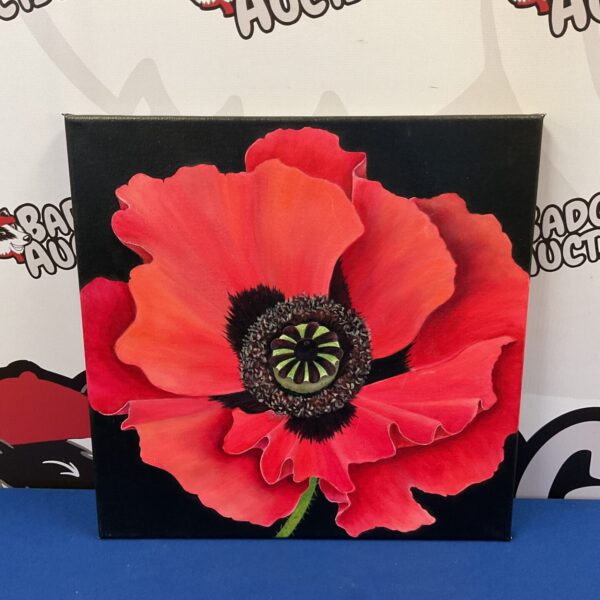 Vibrant acrylic poppy painting by Cynthia Hatcher, detailed floral art.