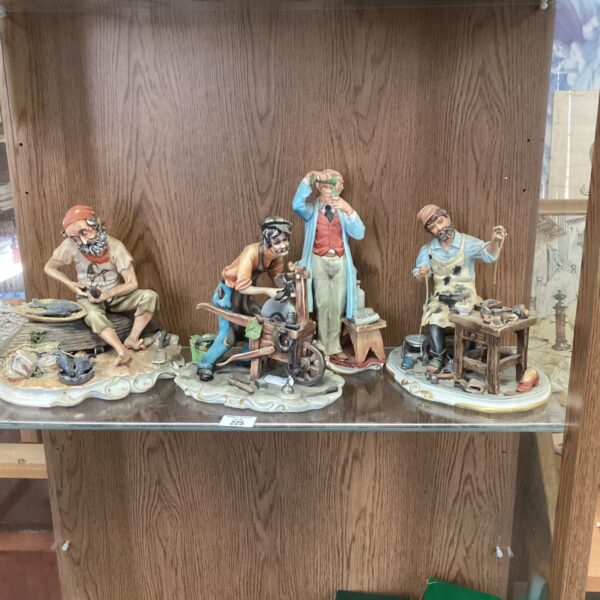 Vintage Capo Demonte ornaments lot, detailed Italian pottery figurines.