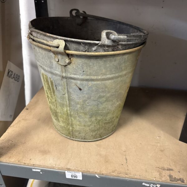 Vintage galvanised bucket with rustic patina.