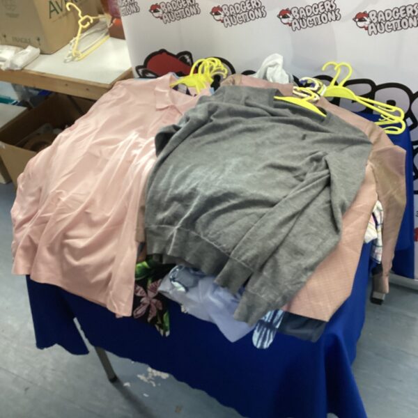 Mixed clothing lot with Samsonite holdall and branded items.