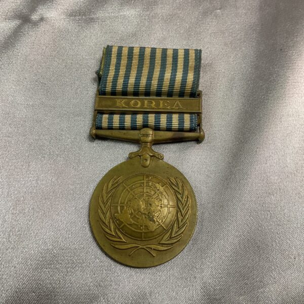 Front view of a vintage United Nations Korea Service Medal.