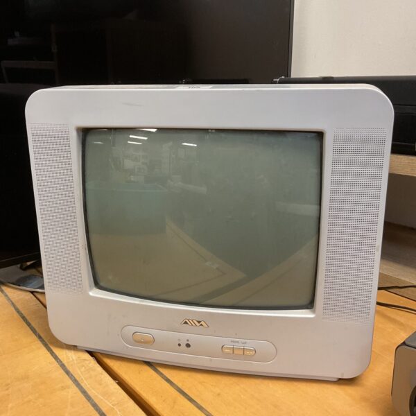 Front view of vintage Aiwa 14 inch CRT television.
