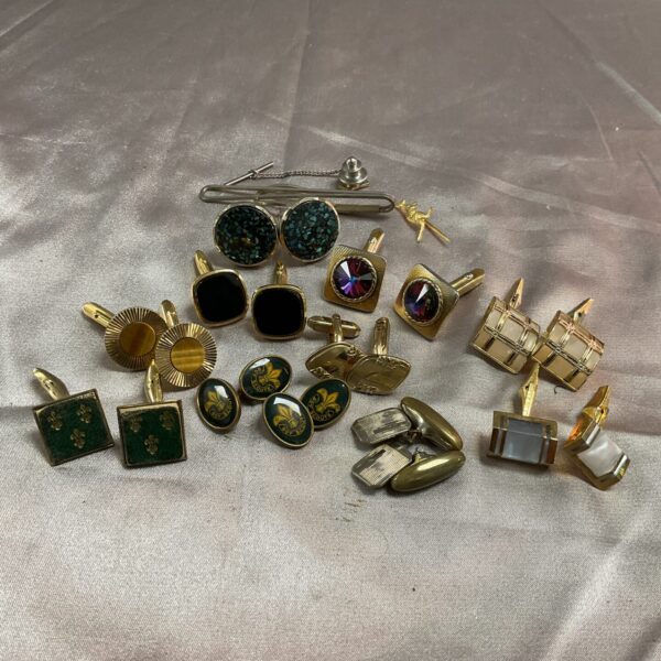 Collection of ten pairs of cufflinks inc tie pins