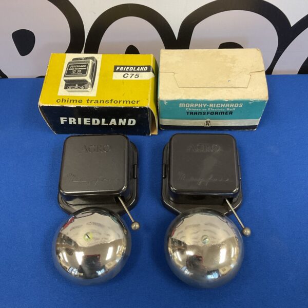 Vintage Mayfair doorbell with Friedland C75 chime transformer, retro home decor.