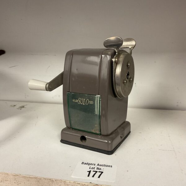 Vintage Velos Solo pencil sharpener, a classic retro desk accessory.