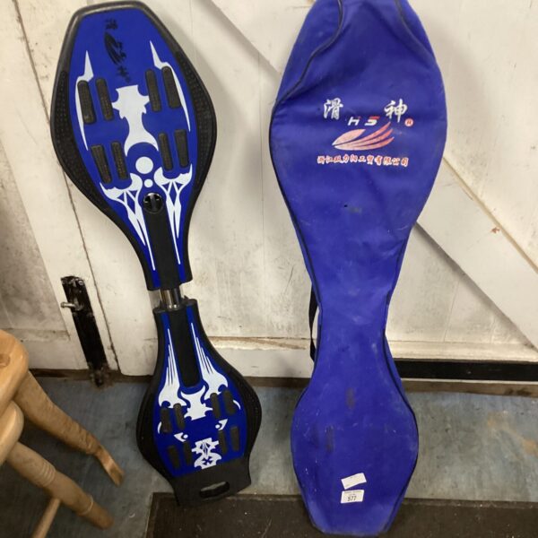 Blue vintage Chinese snake board for street riding.